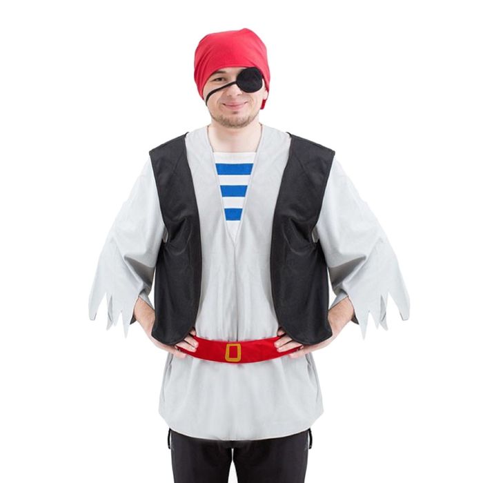 Карнавальный костюм "Пират", бандана, повязка на глаз, рубаха, пояс, р-р 52-54, рост 170-175 см