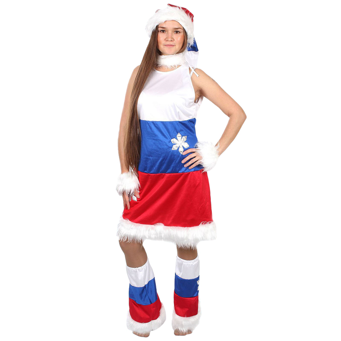 Карнавальный костюм "Снегурочка", триколор, р-р 44-50, рост 170 см