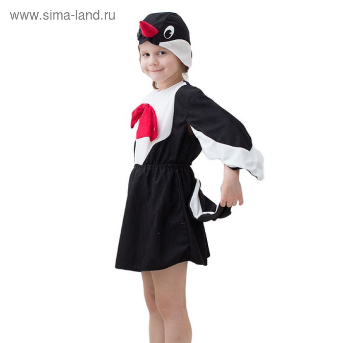 фото Карнавальный костюм "сорока", шапка, кофта, юбка с хвостом, 3-5 лет, рост 104-116 см бока