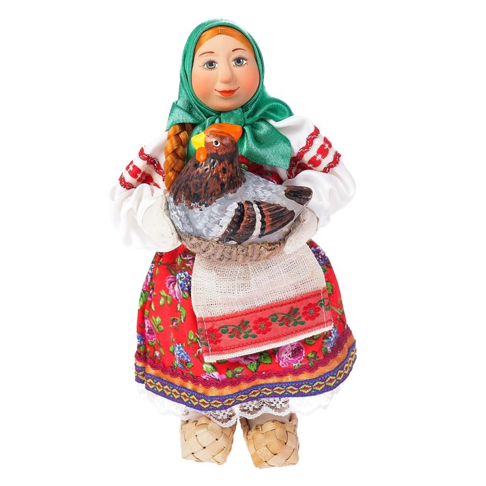 Сувенирная кукла "Девочка с курицей", МИКС