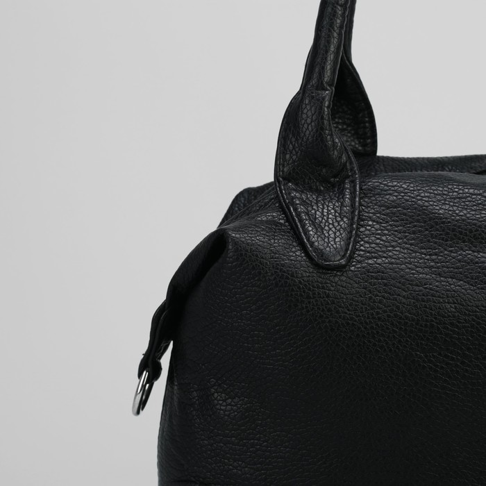 Сумка женская на молнии, 1 отдел, длинный ремень, чёрная