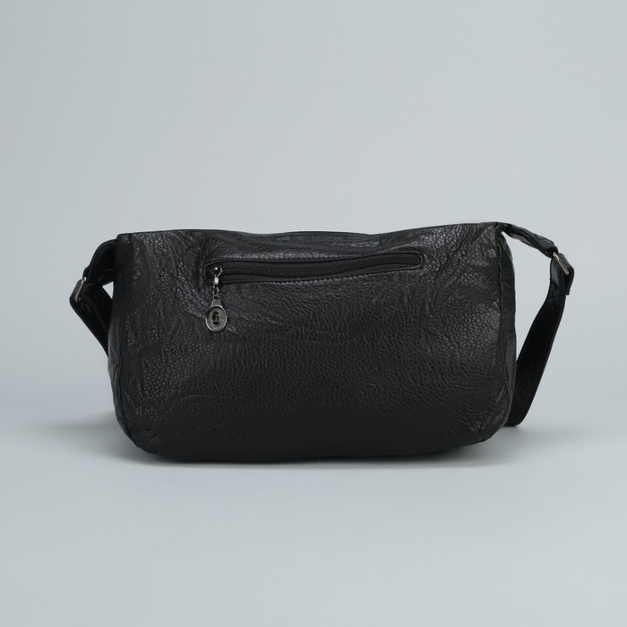 Сумка женская на молнии, 1 отдел с перегородкой, 4 наружных кармана, регулируемый ремень, чёрная