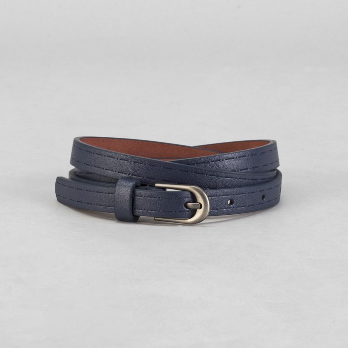 Ремень женский "Тире и точка", пряжка под матовый металл, ширина - 1,5см, синий