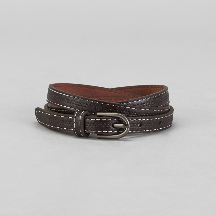Ремень женский "Перфорация", пряжка под тёмный металл, ширина - 1,5см, коричневый