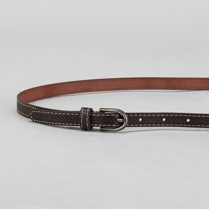 Ремень женский "Перфорация", пряжка под тёмный металл, ширина - 1,5см, коричневый