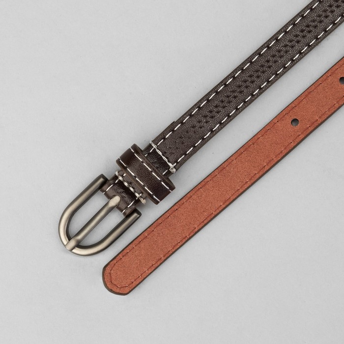 Ремень женский "Перфорация", пряжка под тёмный металл, ширина - 1,5см, коричневый