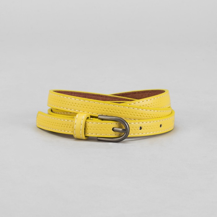 Ремень женский "Перфорация", пряжка под тёмный металл, ширина - 1,5см, жёлтый