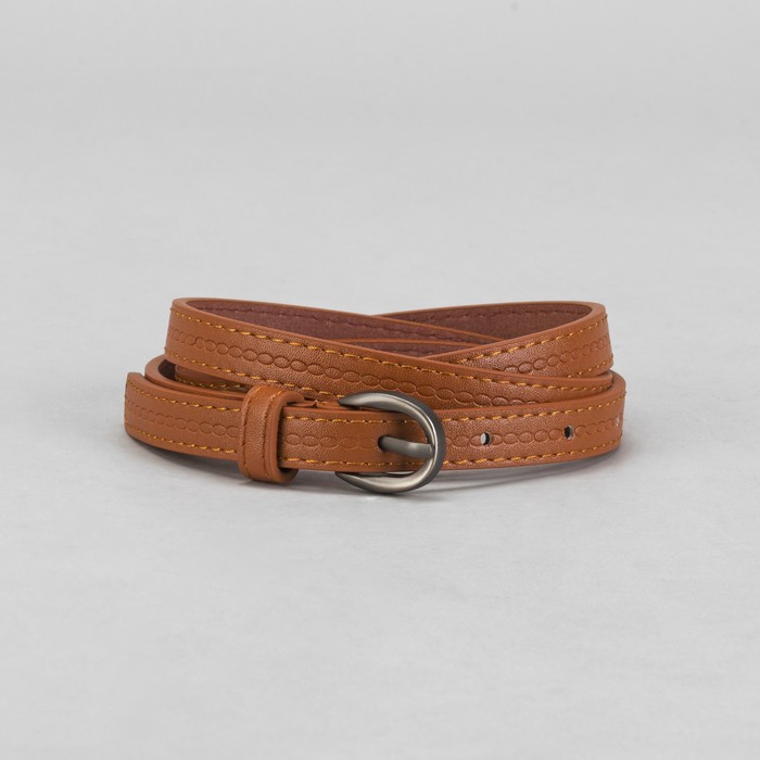 Ремень женский "Бесконечность", пряжка под тёмный металл, ширина - 1,5см, коричневый