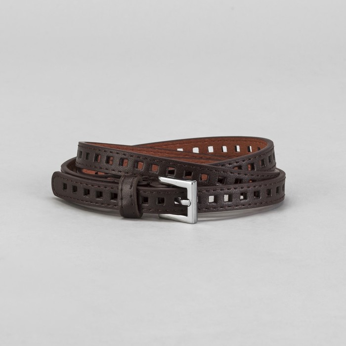Ремень женский "Квадраты", пряжка под металл, ширина - 1,5см, коричневый