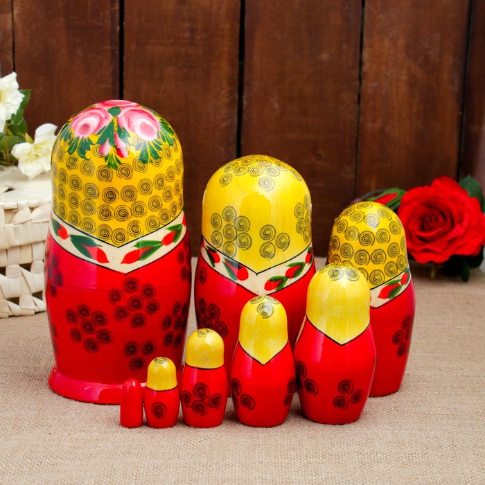 Матрёшка «Роза», 8 кукол, семёновская роспись