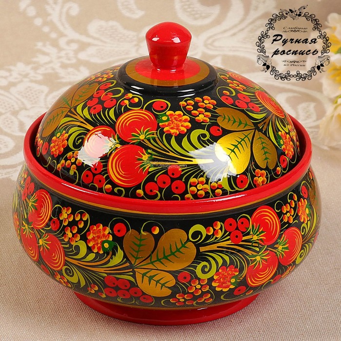 Сахарница «Хохлома», люкс, 14 х 12,5 см