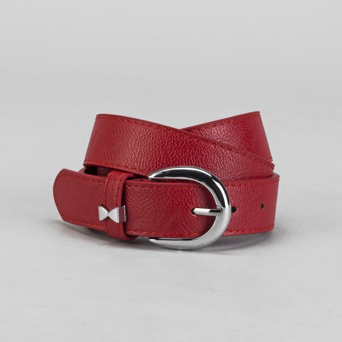 Ремень женский, винт, пряжка, хомут-бантик под металл, ширина - 3,5см, красный