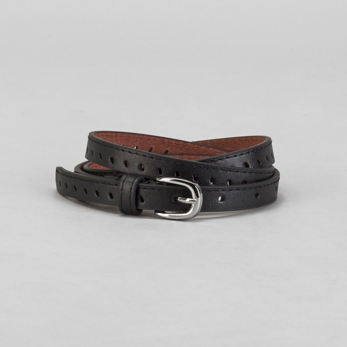 Ремень женский "Овалы", пряжка под металл, ширина - 1,5см, чёрный