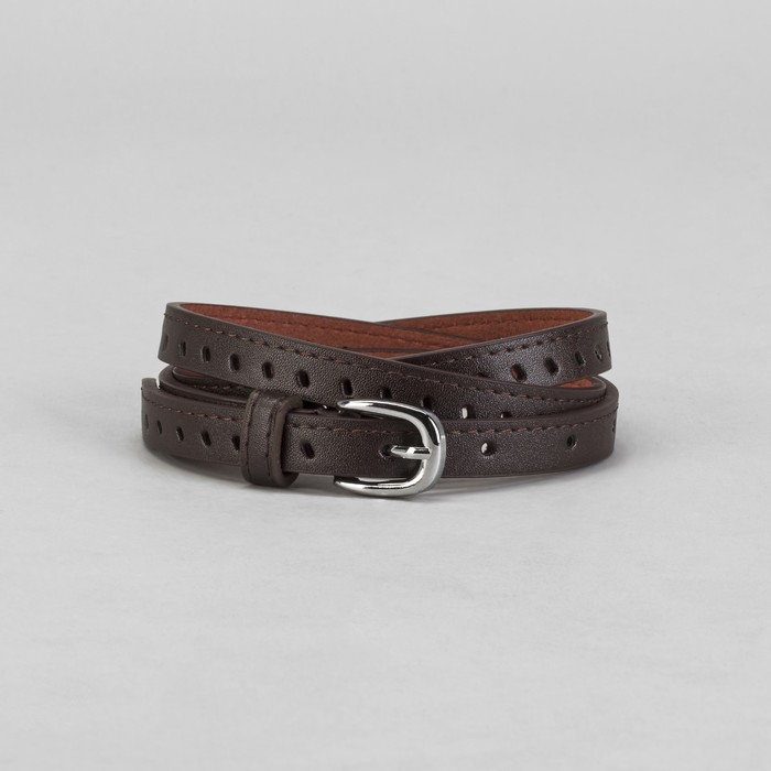 Ремень женский "Овалы", пряжка под металл, ширина - 1,5см, коричневый