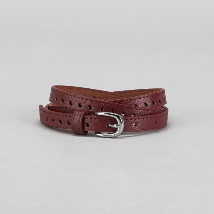 Ремень женский "Овалы", пряжка под металл, ширина - 1,5см, красный