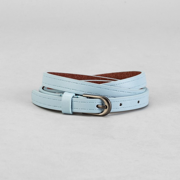 Ремень женский "Тире и точка", пряжка под матовый металл, ширина - 1,5см, голубой