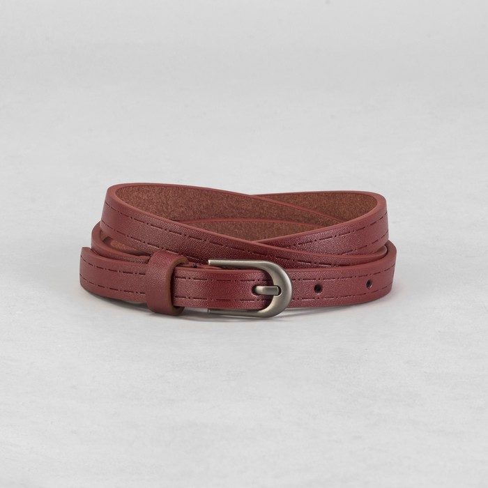 Ремень женский "Тире и точка", пряжка под матовый металл, ширина - 1,5см, бордовый