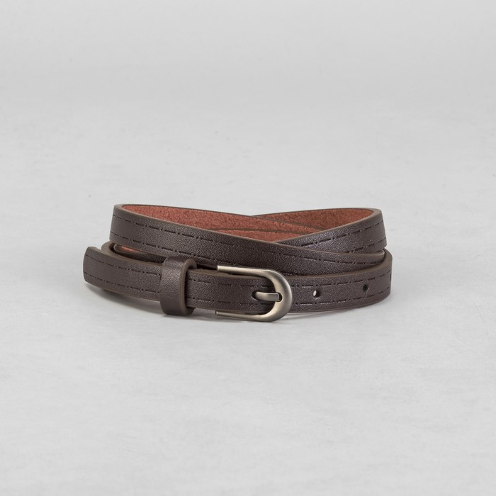 Ремень женский "Тире и точка", пряжка под матовый металл, ширина - 1,5см, коричневый