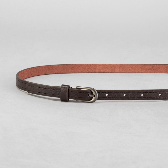 Ремень женский "Тире и точка", пряжка под матовый металл, ширина - 1,5см, коричневый