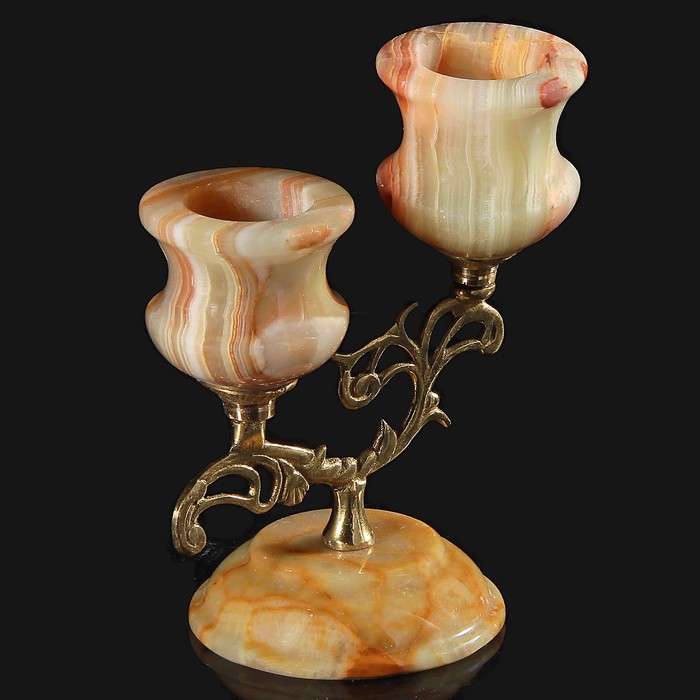 Подсвечник «Грация», двухрожковый, оникс
