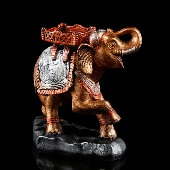 Статуэтка "Слон", бронзовый цвет, гипс, 24 см, микс