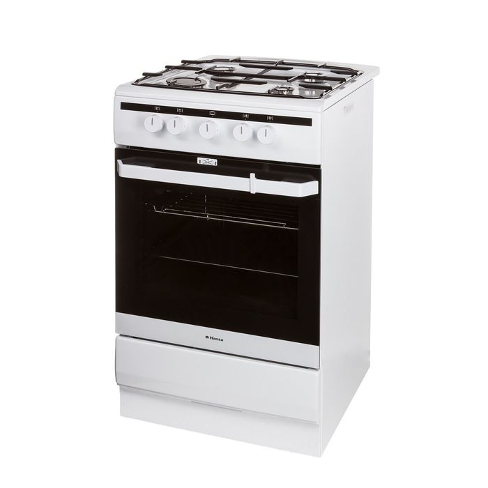 Плита газовая Hansa FCGW51001, 4 конфорки, 58 л, газовая духовка, белая