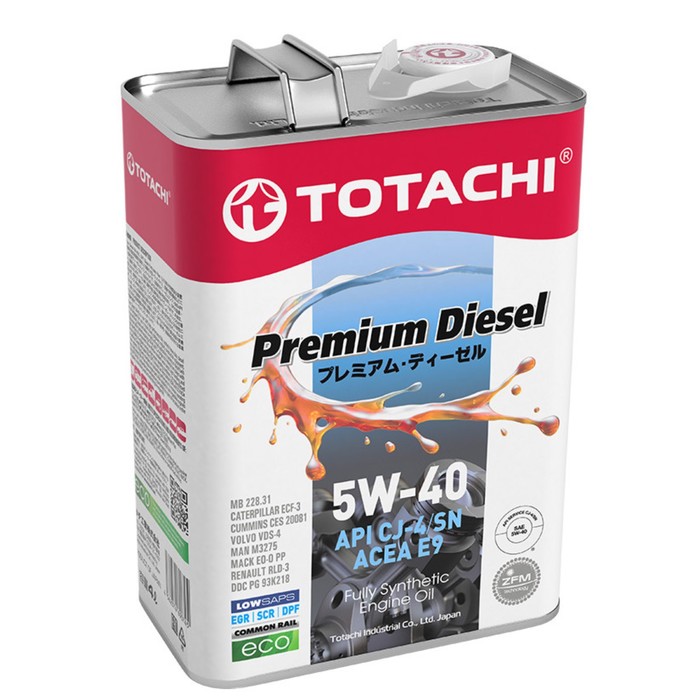 Масло моторное Totachi Premium Diesel, CJ-4/SN 5W-40, синтетическое, 4 л масло моторное totachi premium diesel cj 4 sn 5w 40 синтетическое 1 л