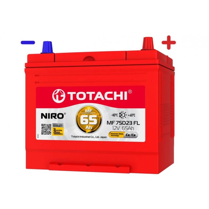 Аккумуляторная батарея Totachi CMF 75D23, 65 Ач, обратная полярность аккумуляторная батарея totachi niro mf56520 vlr 65 ач обратная полярность