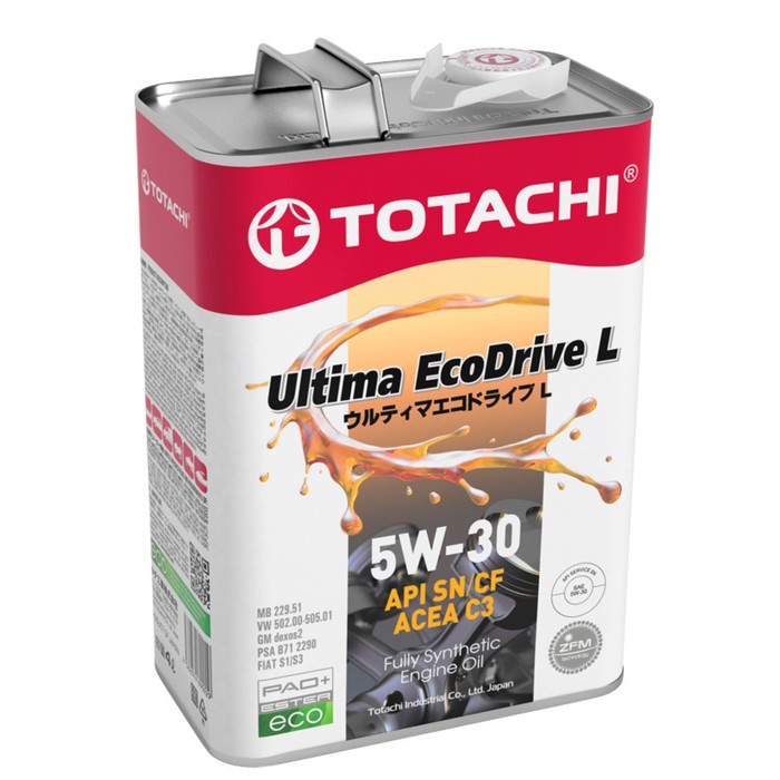 Масло моторное Totachi Ultima EcoDrive L, SN/CF 5W-30, синтетическое, 4 л масло моторное totachi ultima ecodrive l sn cf 5w 30 синтетическое 200 л