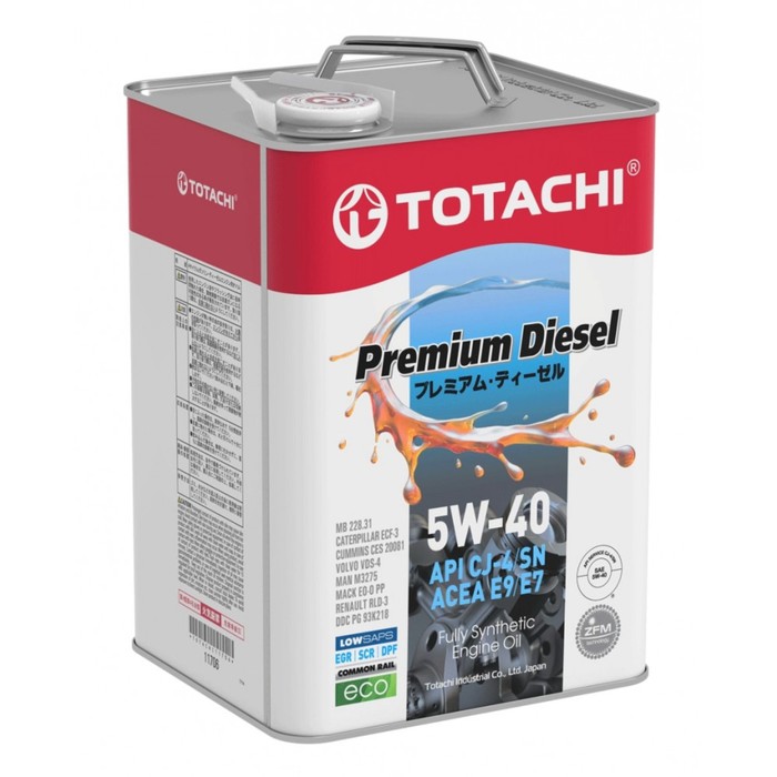 Масло моторное Totachi Premium Diesel, CJ-4/SN 5W-40, синтетическое, 6л