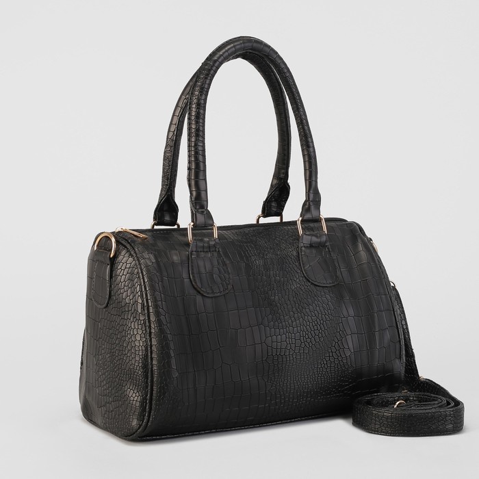 Сумка женская на молнии "Эвилина", 1 отдел, длинный ремень, чёрная