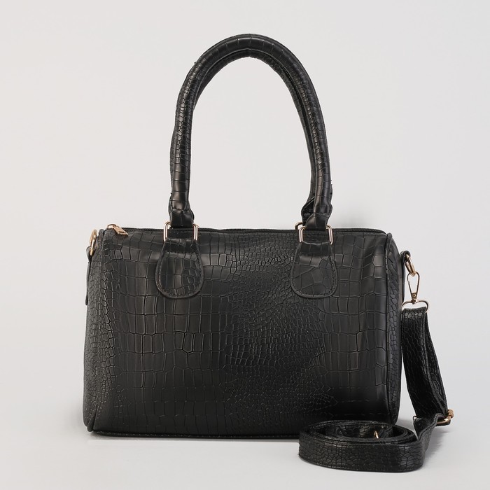 Сумка женская на молнии "Эвилина", 1 отдел, длинный ремень, чёрная