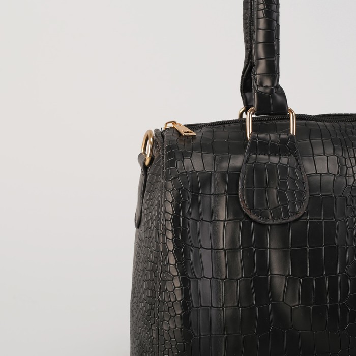 Сумка женская на молнии "Эвилина", 1 отдел, длинный ремень, чёрная