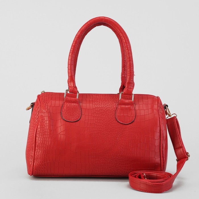 Сумка женская на молнии "Эвилина", 1 отдел, длинный ремень, бордовая