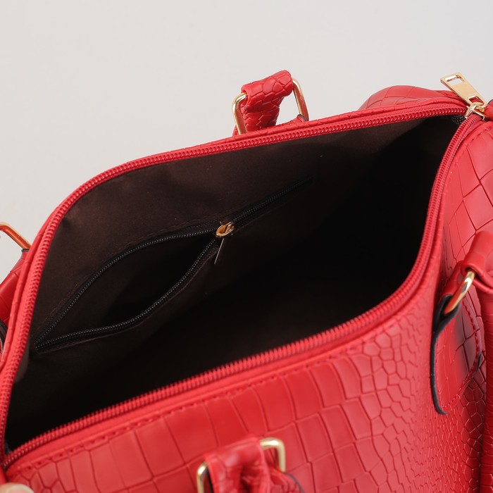 Сумка женская на молнии "Эвилина", 1 отдел, длинный ремень, бордовая