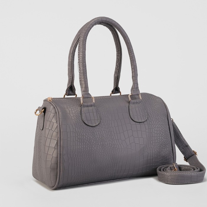 Сумка женская на молнии "Эвилина", 1 отдел, длинный ремень, серая