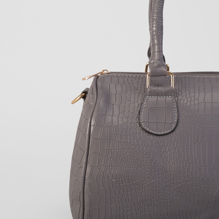 Сумка женская на молнии "Эвилина", 1 отдел, длинный ремень, серая