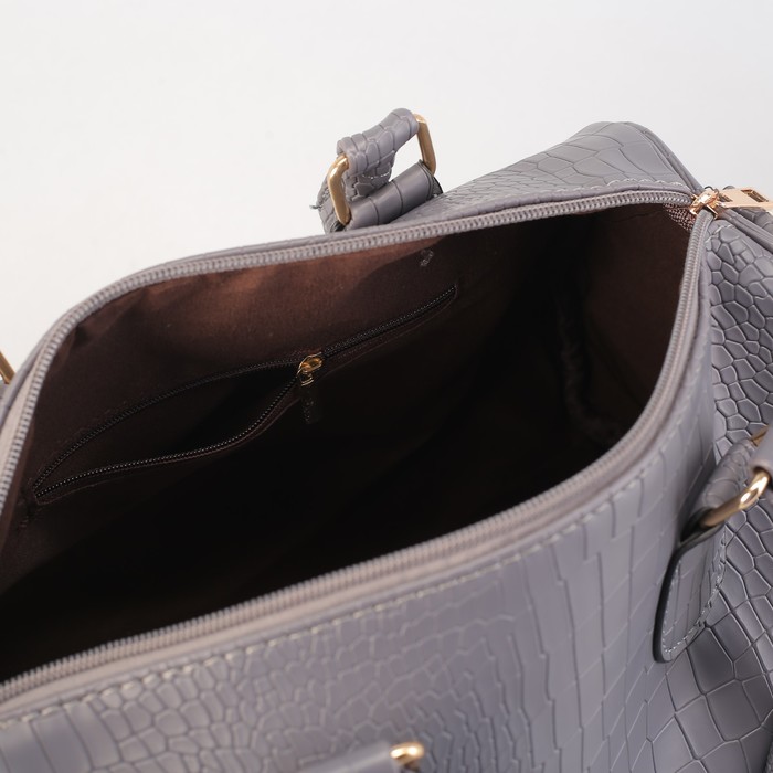 Сумка женская на молнии "Эвилина", 1 отдел, длинный ремень, серая