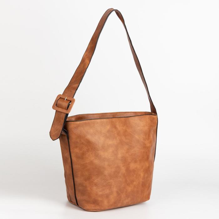 Сумка женская на молнии "Аризона", 1 отдел, регулируемый ремень, коричневая