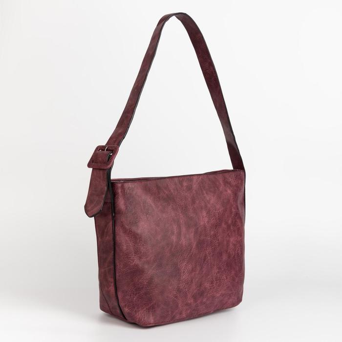 Сумка женская на молнии "Аризона", 1 отдел, регулируемый ремень, бордовая