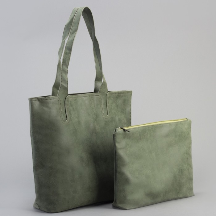 Сумка женская "Агата", 1 отдел, с косметичкой, зелёная