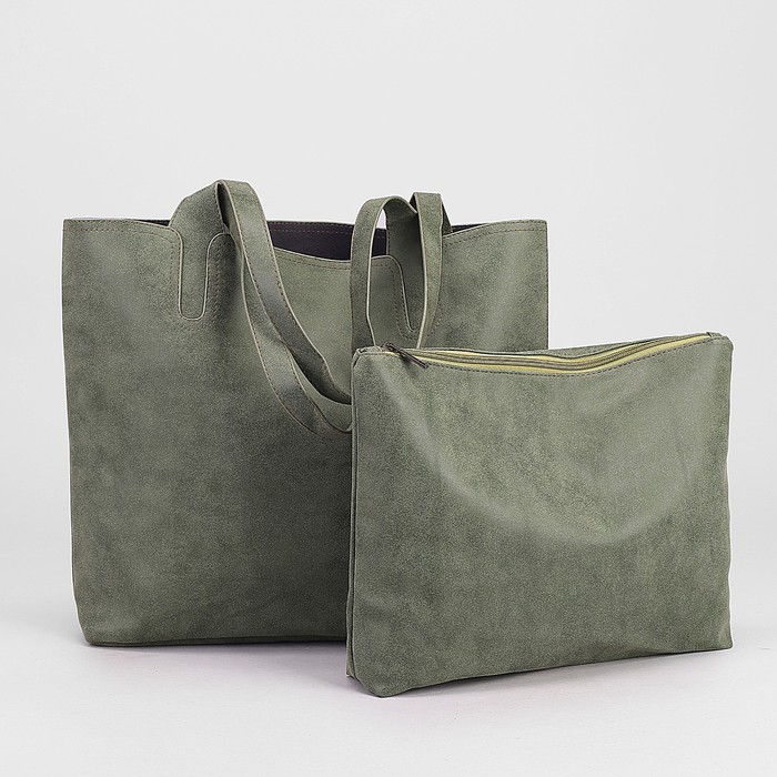 Сумка женская "Агата", 1 отдел, с косметичкой, зелёная