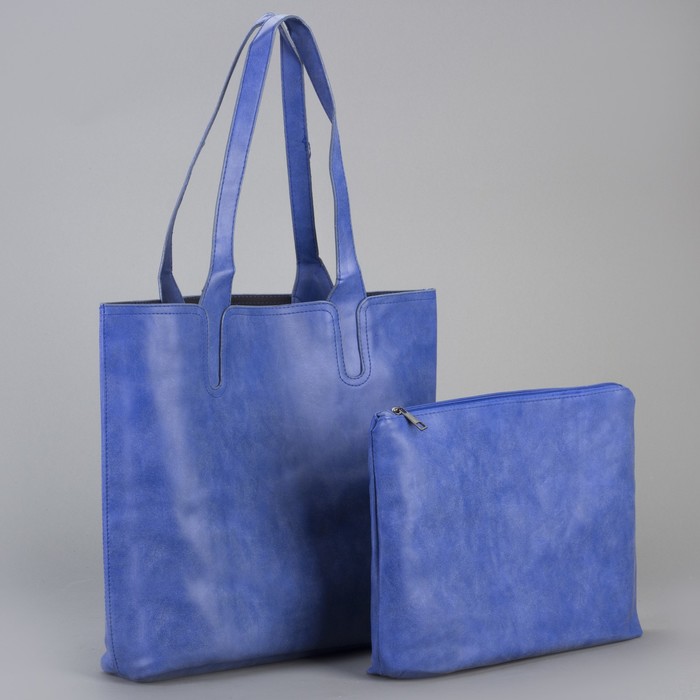 Сумка женская "Агата", 1 отдел, с косметичкой, синяя