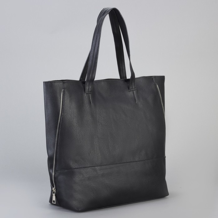 Сумка женская на кнопке "Агнешка", 1 отдел с расширением, чёрная