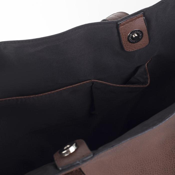 Сумка женская на кнопке "Агнешка", 1 отдел с расширением, коричневая