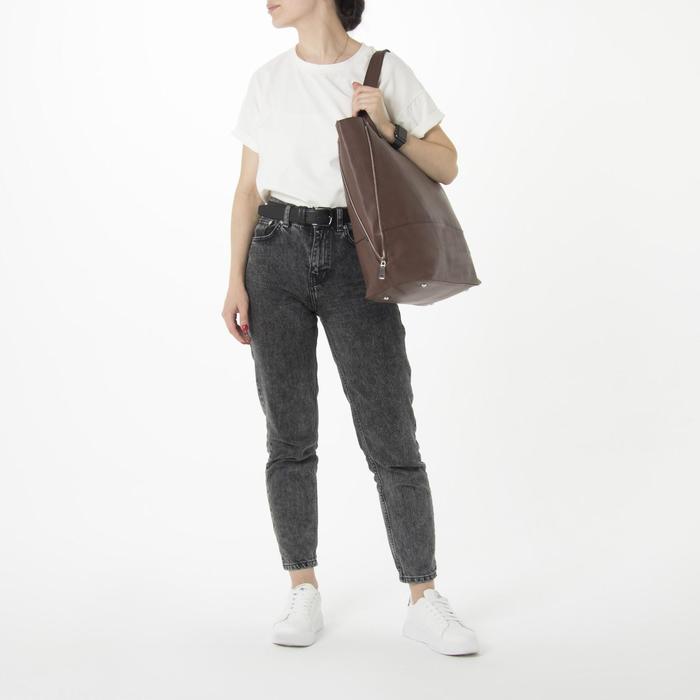 Сумка женская на кнопке "Агнешка", 1 отдел с расширением, коричневая