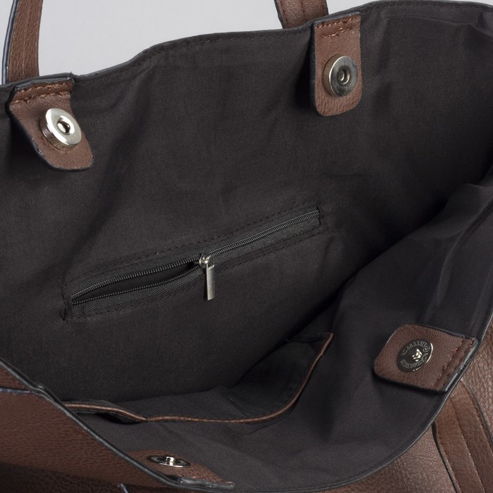 Сумка женская на кнопке "Агнешка", 1 отдел с расширением, коричневая