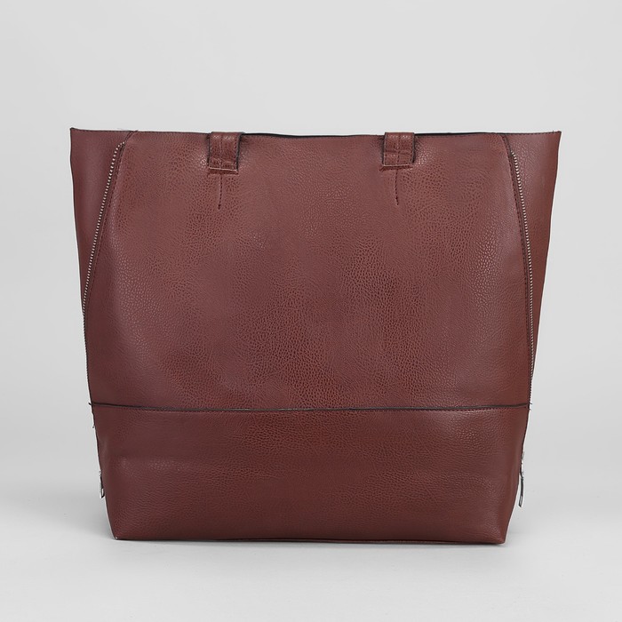 Сумка женская на кнопке "Агнешка", 1 отдел с расширением, коричневая