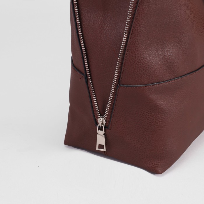 Сумка женская на кнопке "Агнешка", 1 отдел с расширением, коричневая