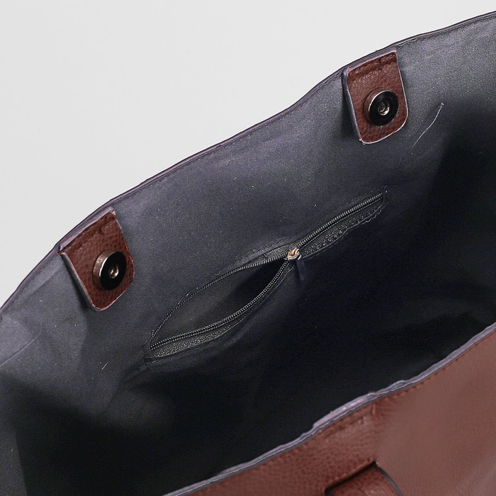 Сумка женская на кнопке "Агнешка", 1 отдел с расширением, коричневая